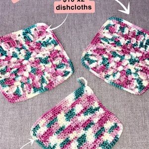 Handmade Multicolor Crochet Dishcloth set